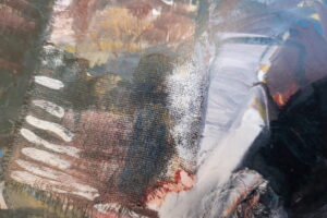 "Μετά", 1989, μικτή τεχνική, χαρτί, γύψο, 50 x 100 cm (λεπτομέρεια)